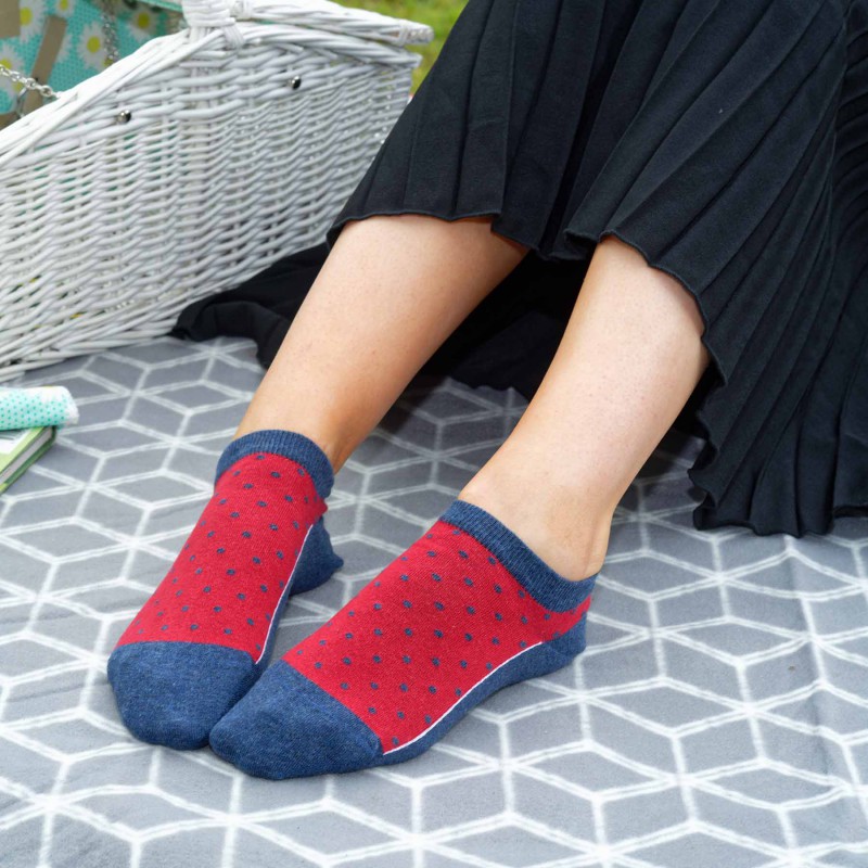 Women PEPER HAROW Polka Womens Organic Trainer Socks - Denim £10.00