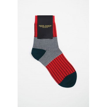 Women PEPER HAROW Oxford Stripe Womens Socks - Scarlet-PH-6563771056302- £14.00