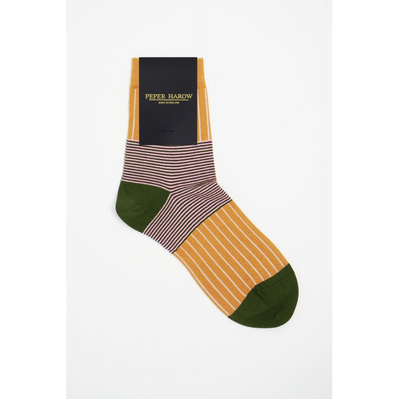 Women PEPER HAROW Oxford Stripe Womens Socks - Mustard-PH-6563771023534- £14.00