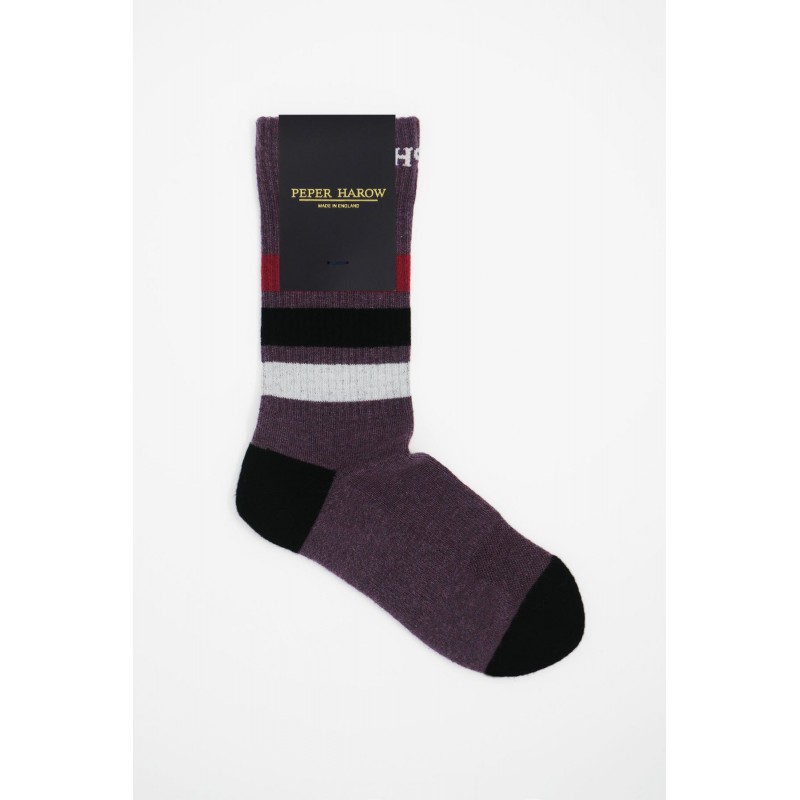 Women PEPER HAROW Striped Organic Womens Sport Socks - Mauve-PH-6128378773678- £14.00