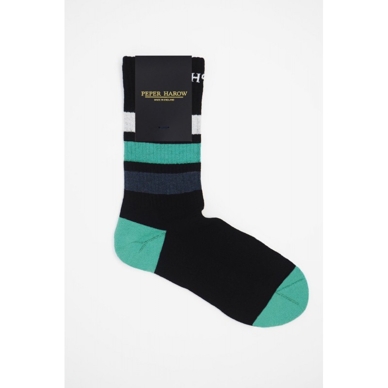 Men PEPER HAROW Striped Organic Mens Sport Socks - Black-PH-6128333881518- £15.00