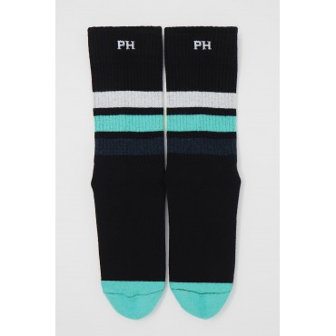 Men PEPER HAROW Striped Organic Mens Sport Socks - Black-PH-6128333881518- £15.00