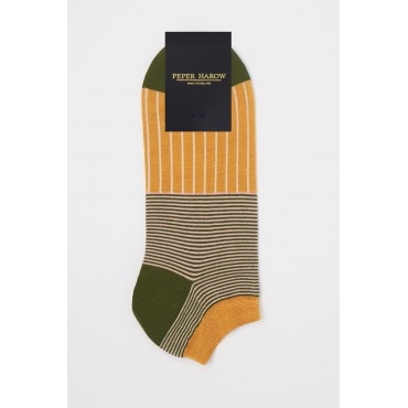 Men PEPER HAROW Oxford Stripe Mens Trainer Socks - Mustard-PH-5535223185557- £12.00