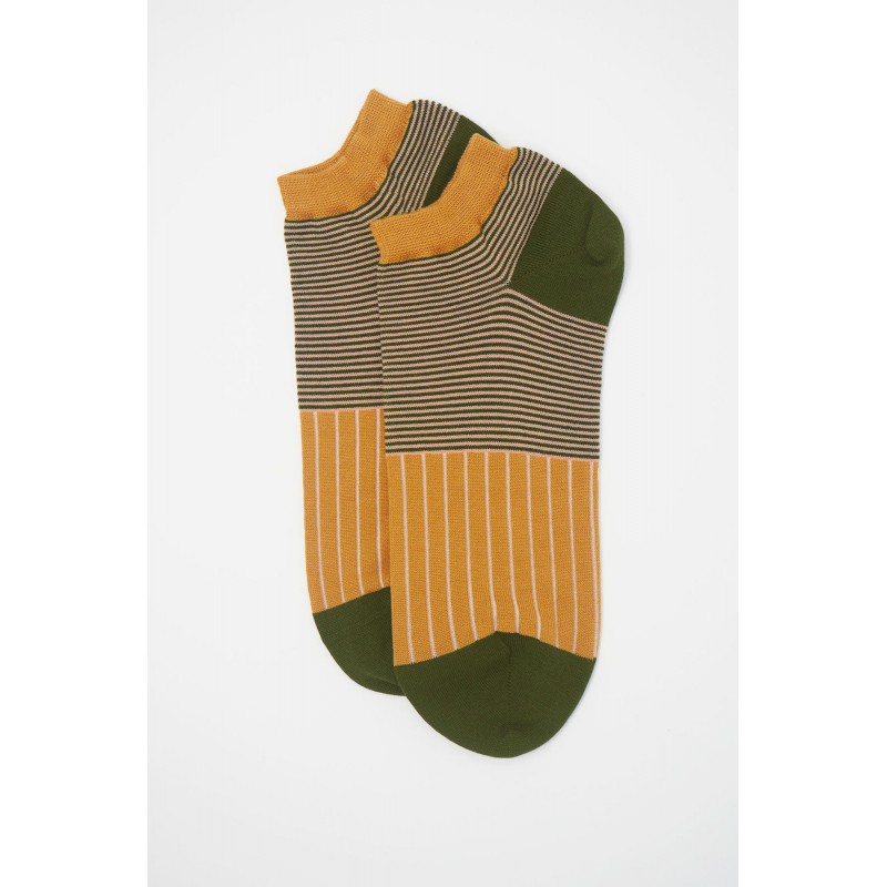 Men PEPER HAROW Oxford Stripe Mens Trainer Socks - Mustard-PH-5535223185557- £12.00