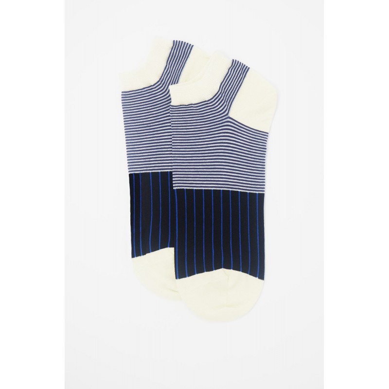 Men PEPER HAROW Oxford Stripe Mens Trainer Socks - Black-PH-5535223087253- £12.00