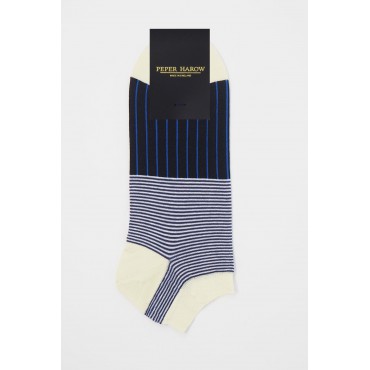 Men PEPER HAROW Oxford Stripe Mens Trainer Socks - Black-PH-5535223087253- £12.00