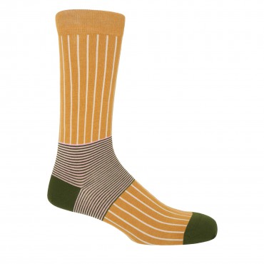 Men PEPER HAROW Oxford Stripe Mens Socks - Mustard-PH-5400315068565- £15.00