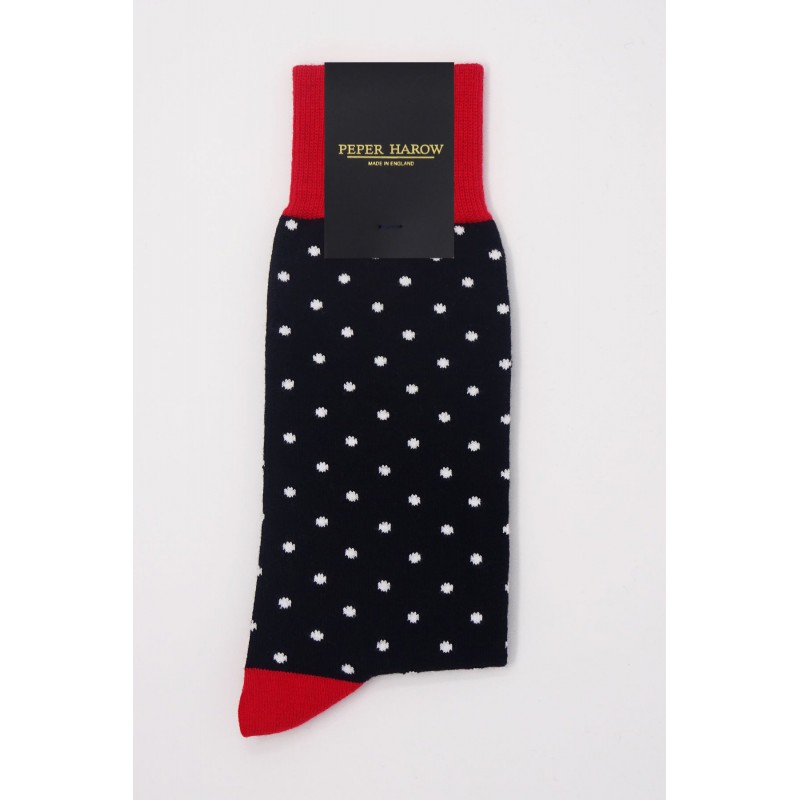 Men PEPER HAROW Pin Polka Mens Socks - Black-PH-4391906934924- £15.00