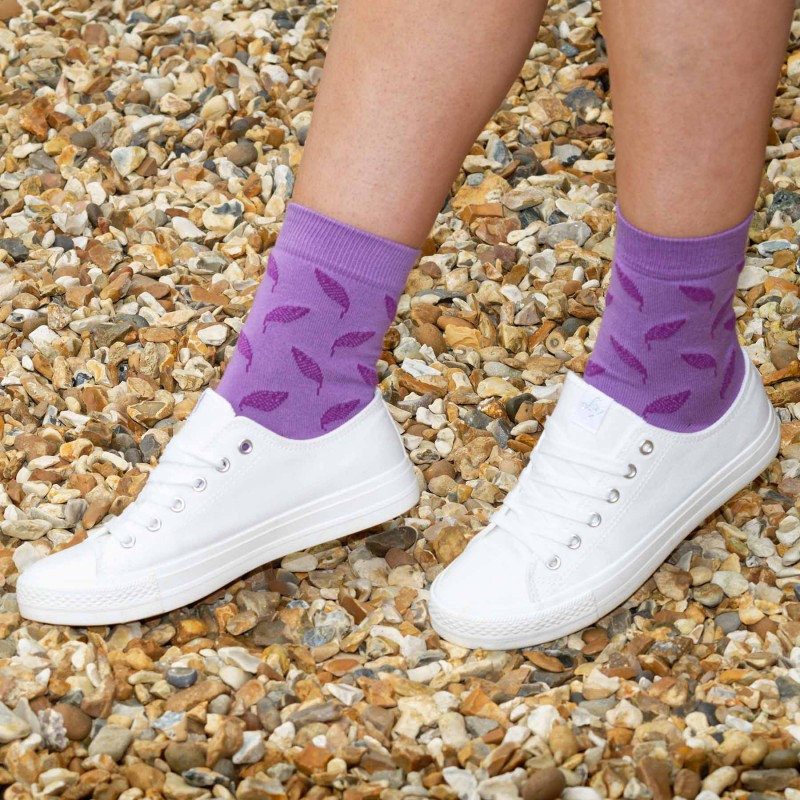 Women PEPER HAROW Leaf Womens Socks - Violet-PH-4166896943244- £10.00