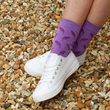 Women PEPER HAROW Leaf Womens Socks - Violet-PH-4166896943244- £10.00