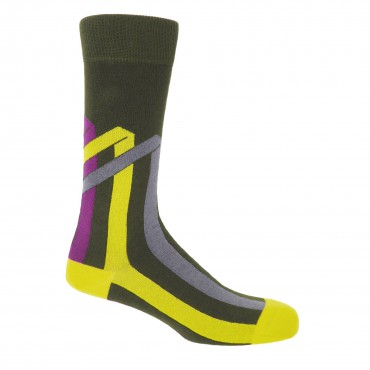 Men PEPER HAROW Ribbon Stripe Mens Socks - Pine-PH-2166778101849- £8.00