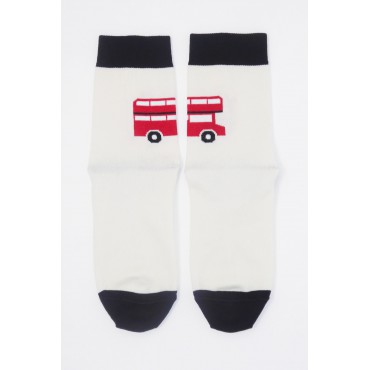 Women PEPER HAROW London Bus Womens Socks - Cream-PH-2114331639897- £7.00