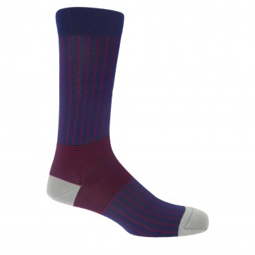 Men PEPER HAROW Oxford Stripe Mens Socks - Navy-PH-1546296918105- £15.00