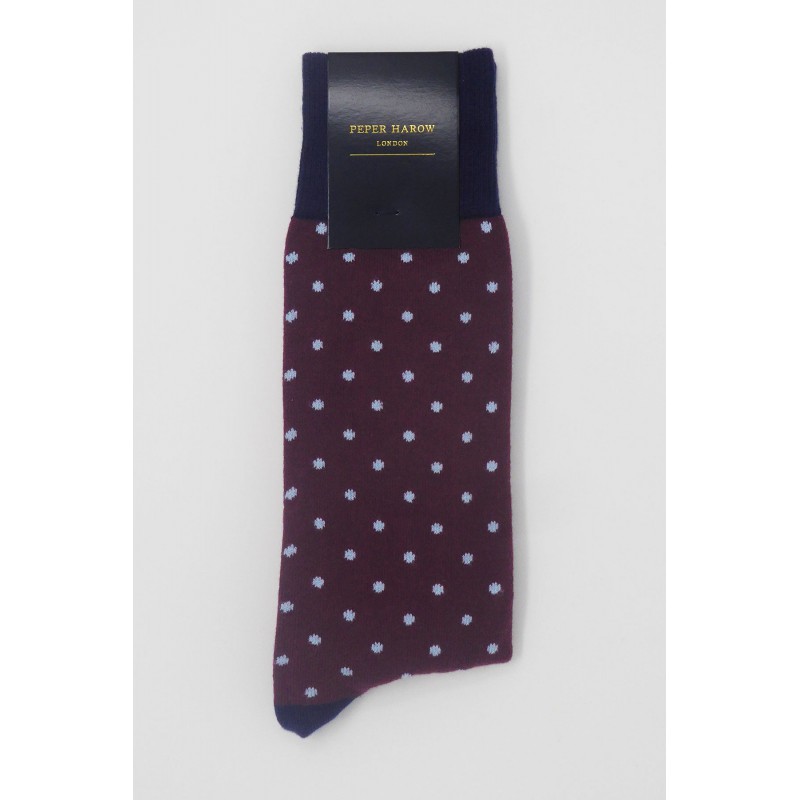 Men PEPER HAROW Pin Polka Mens Socks - Burgundy-PH-1546065215577- £15.00