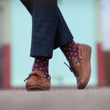 Men PEPER HAROW Pin Polka Mens Socks - Burgundy-PH-1546065215577- £15.00