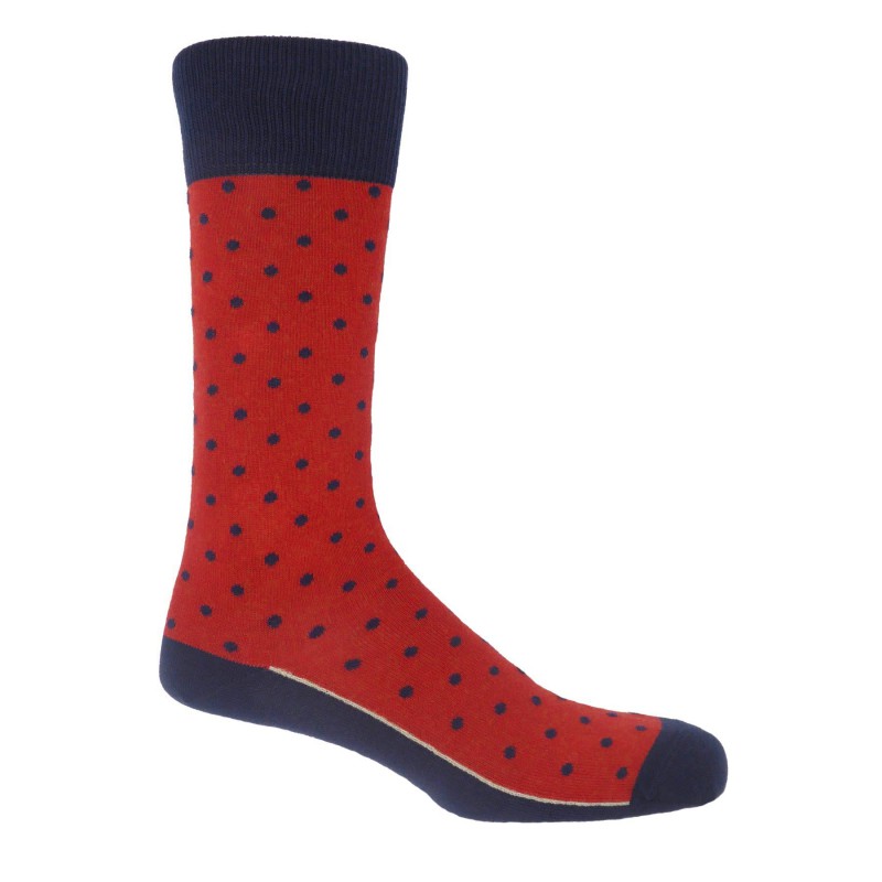 Men PEPER HAROW Pin Polka Mens Socks - Apple-PH-1546056826969- £15.00