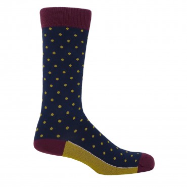 Men PEPER HAROW Pin Polka Mens Socks - Denim-PH-1389127270489- £15.00