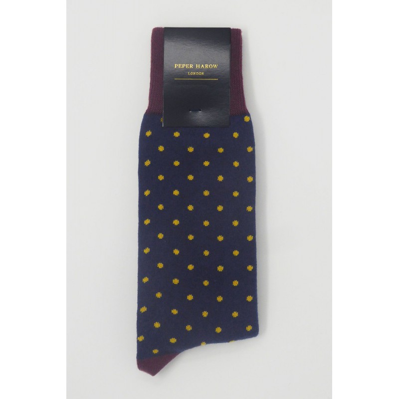 Men PEPER HAROW Pin Polka Mens Socks - Denim-PH-1389127270489- £15.00