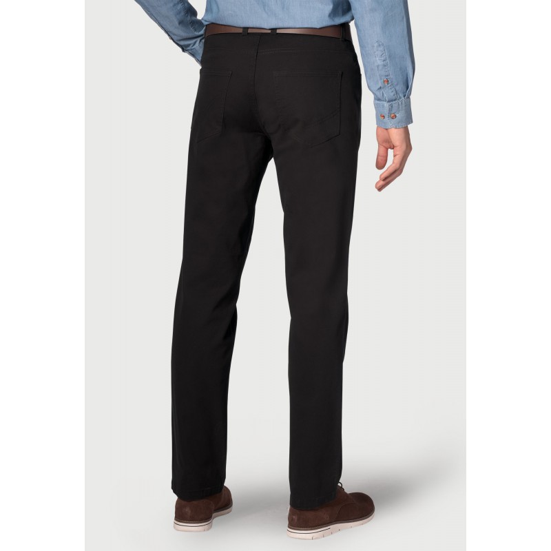 Jeans Brook Taverner Tailored Fit Brunswick Black Cotton Stretch Chinos Jean £45.00