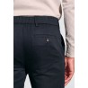 Belts Brook Taverner Tailored Fit Penn Navy Single Pleat Tapered-Leg Linen Cotton Trousers £62.00