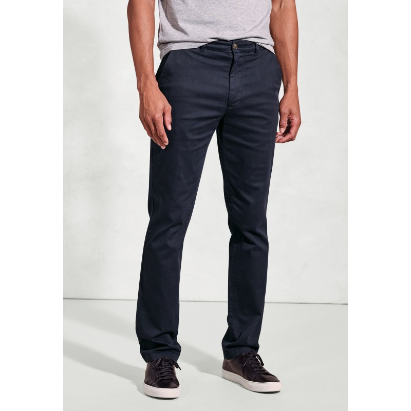 Belts Brook Taverner Tailored Fit Holland Navy Sateen Cotton Stretch Trousers £54.00