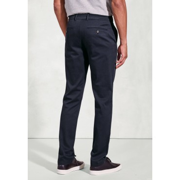 Belts Brook Taverner Tailored Fit Holland Navy Sateen Cotton Stretch Trousers £54.00