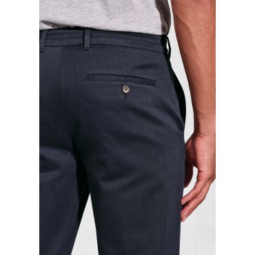 Belts Brook Taverner Tailored Fit Holland Navy Sateen Cotton Stretch Trousers £54.00